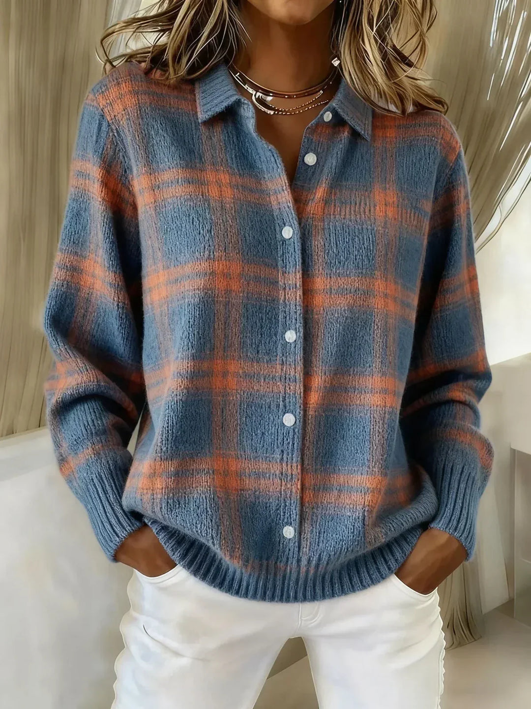 Fiammetta | Plaid Knit Cardigan