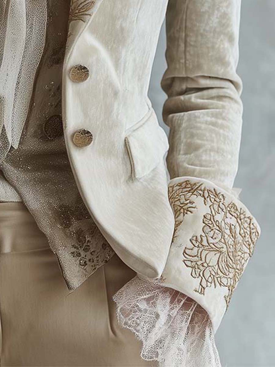 Constance | Ivory Tailored Embroidered Blazer