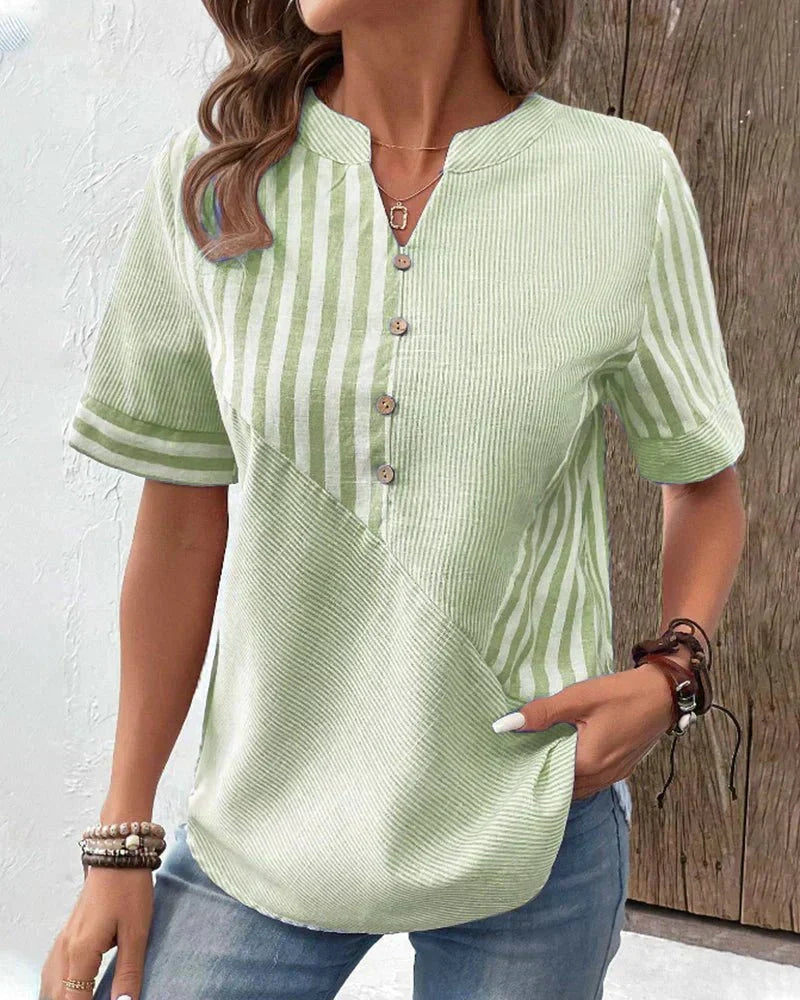 Women's Blouse | Stripe Pane Button Front
