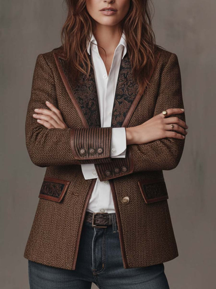 Gisèle | Blazer with Chevron Print Inserts