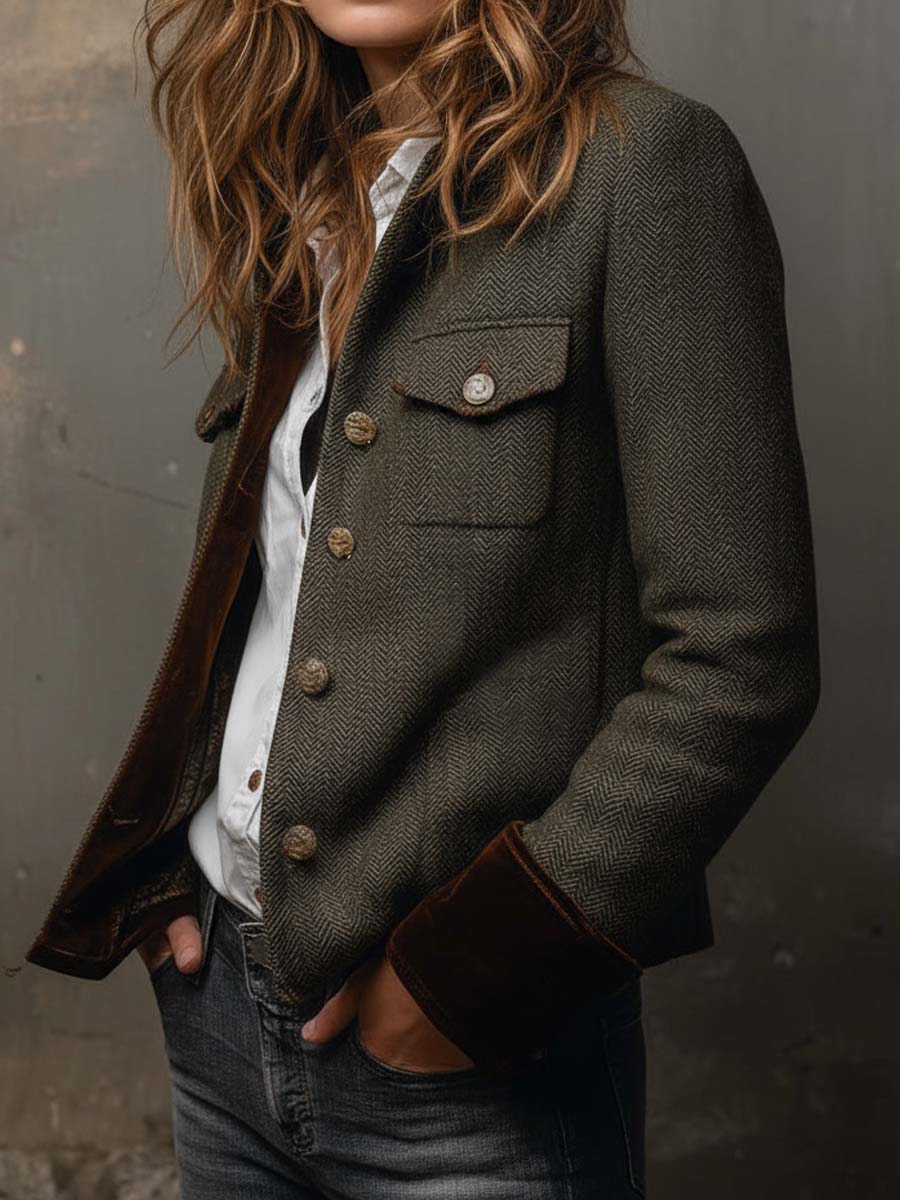 Honorine | Vintage Blazer with Contrasting Piping