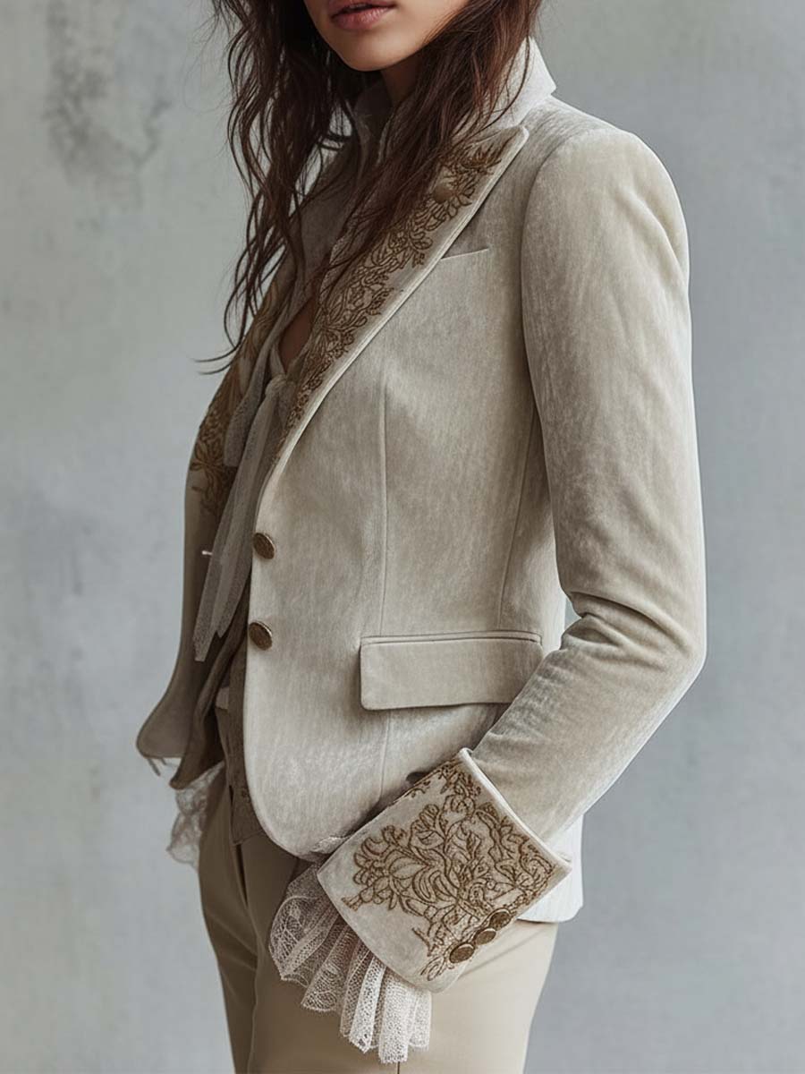 Constance | Ivory Tailored Embroidered Blazer