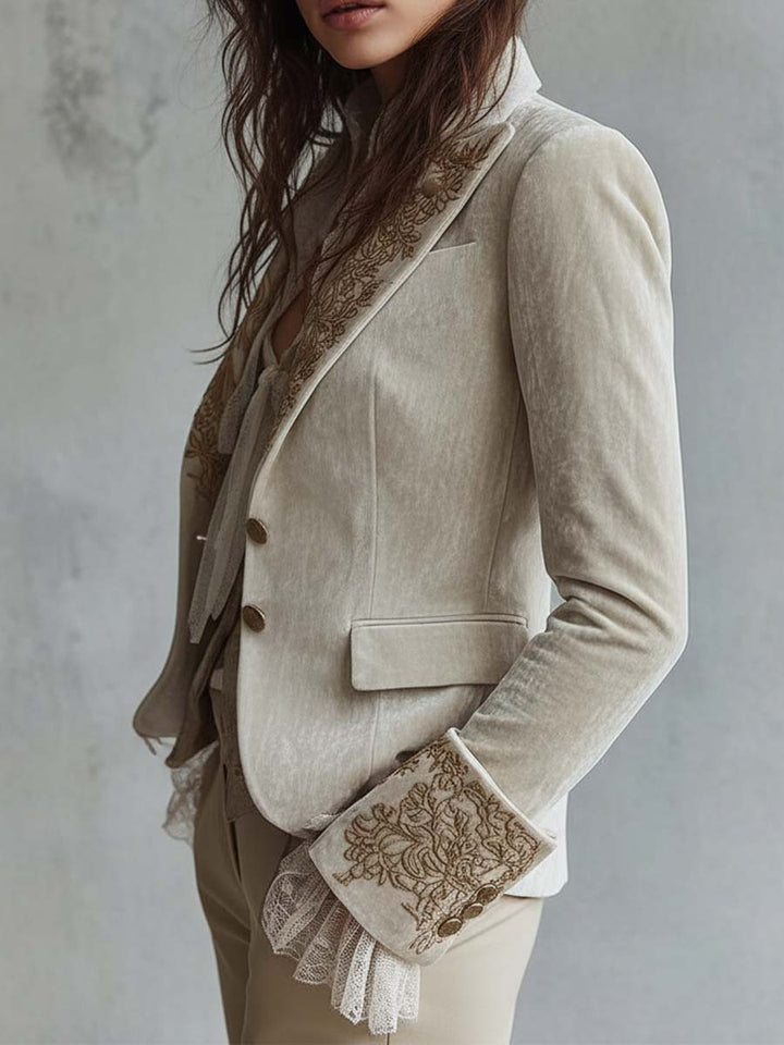 Constance | Ivory Tailored Embroidered Blazer
