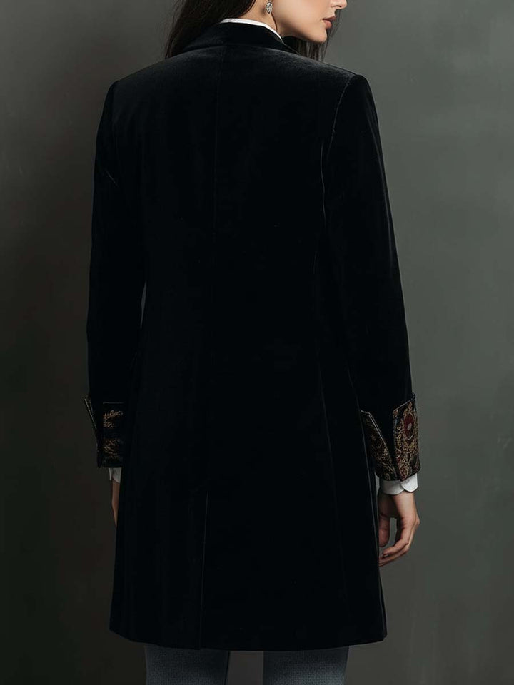 Léontine | Fitted Black Baroque Print Blazer