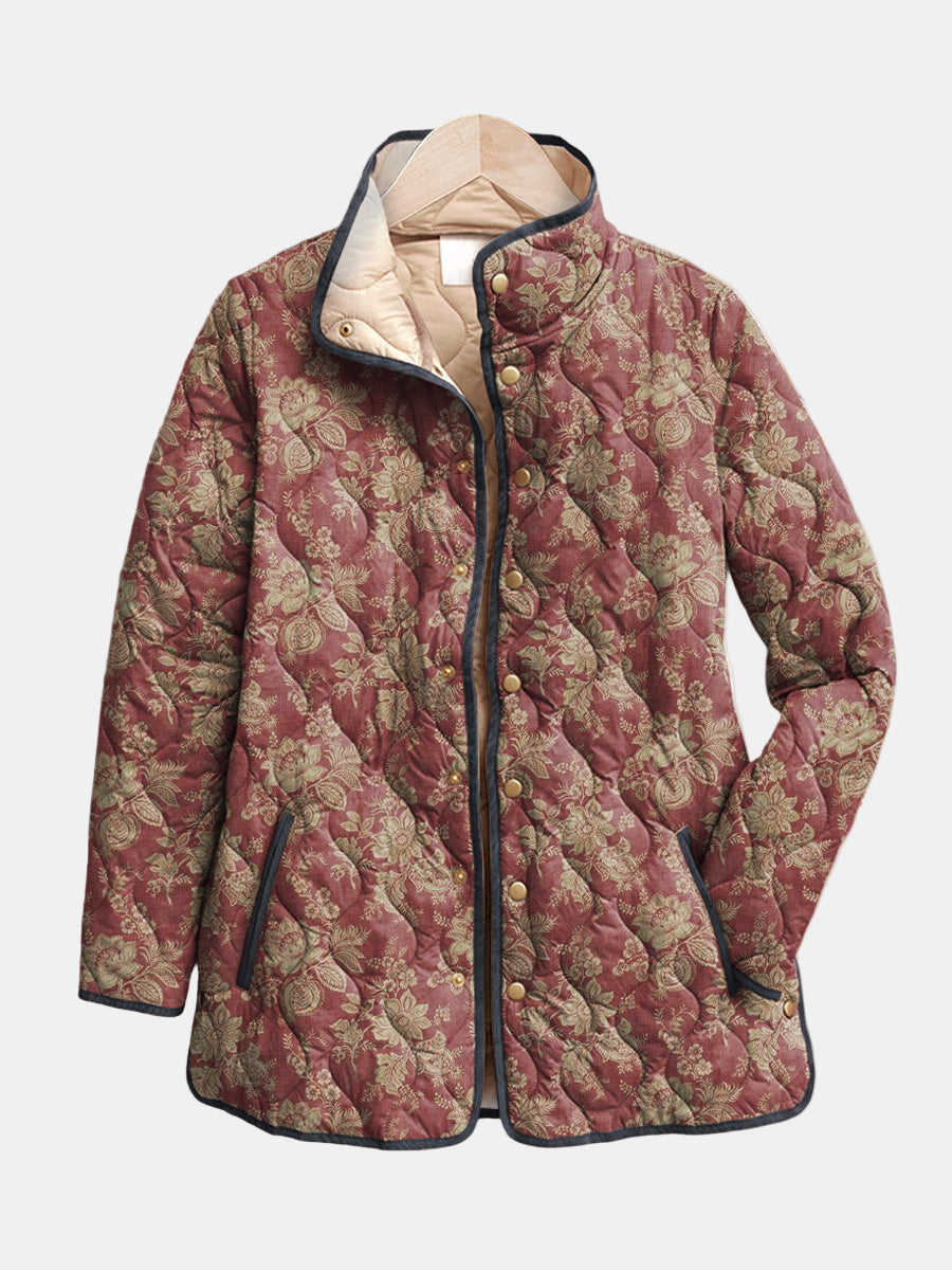 DELACROIX | Quilted Jacket in Plum Damask Sophie