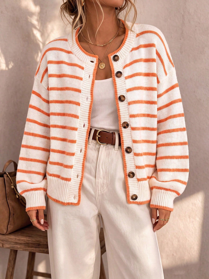 Celia™ | Elegant Striped Knit Cardigan