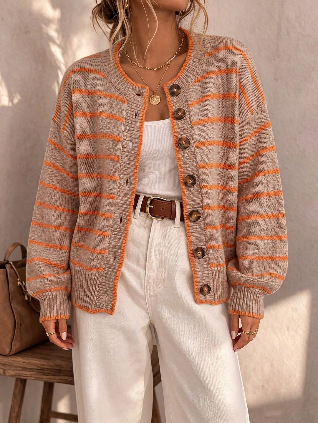Celia™ | Elegant Striped Knit Cardigan