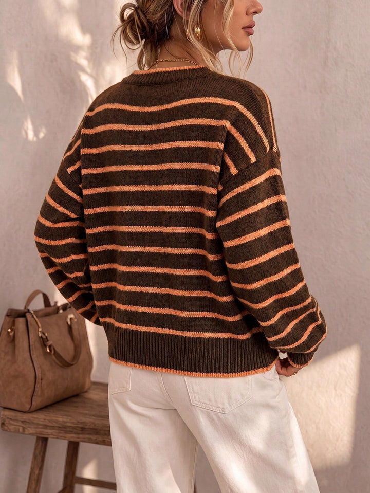 Celia™ | Elegant Striped Knit Cardigan