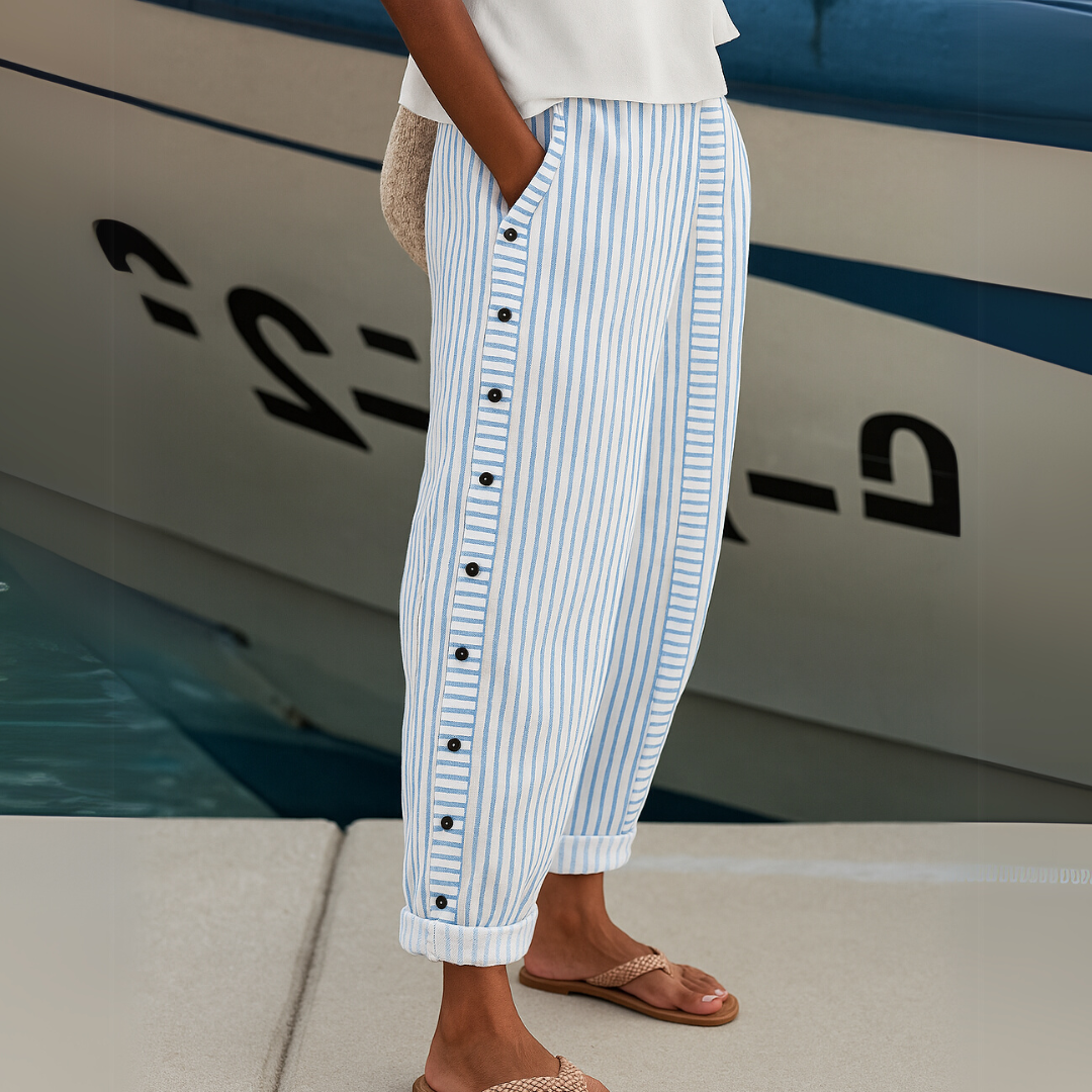Caitlin | Stylish Striped Button Pant
