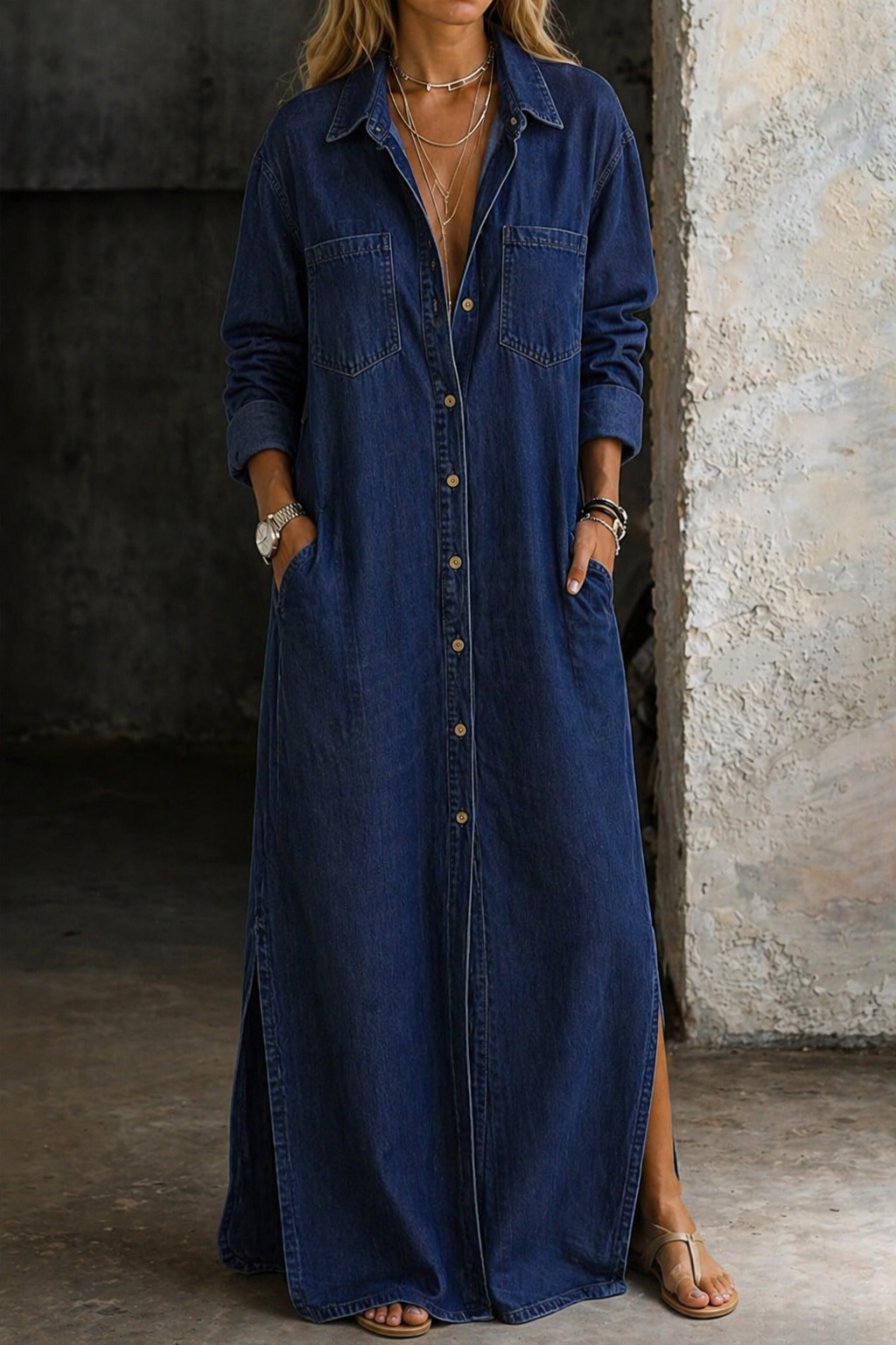 Delana | Denim Dress with Buttons