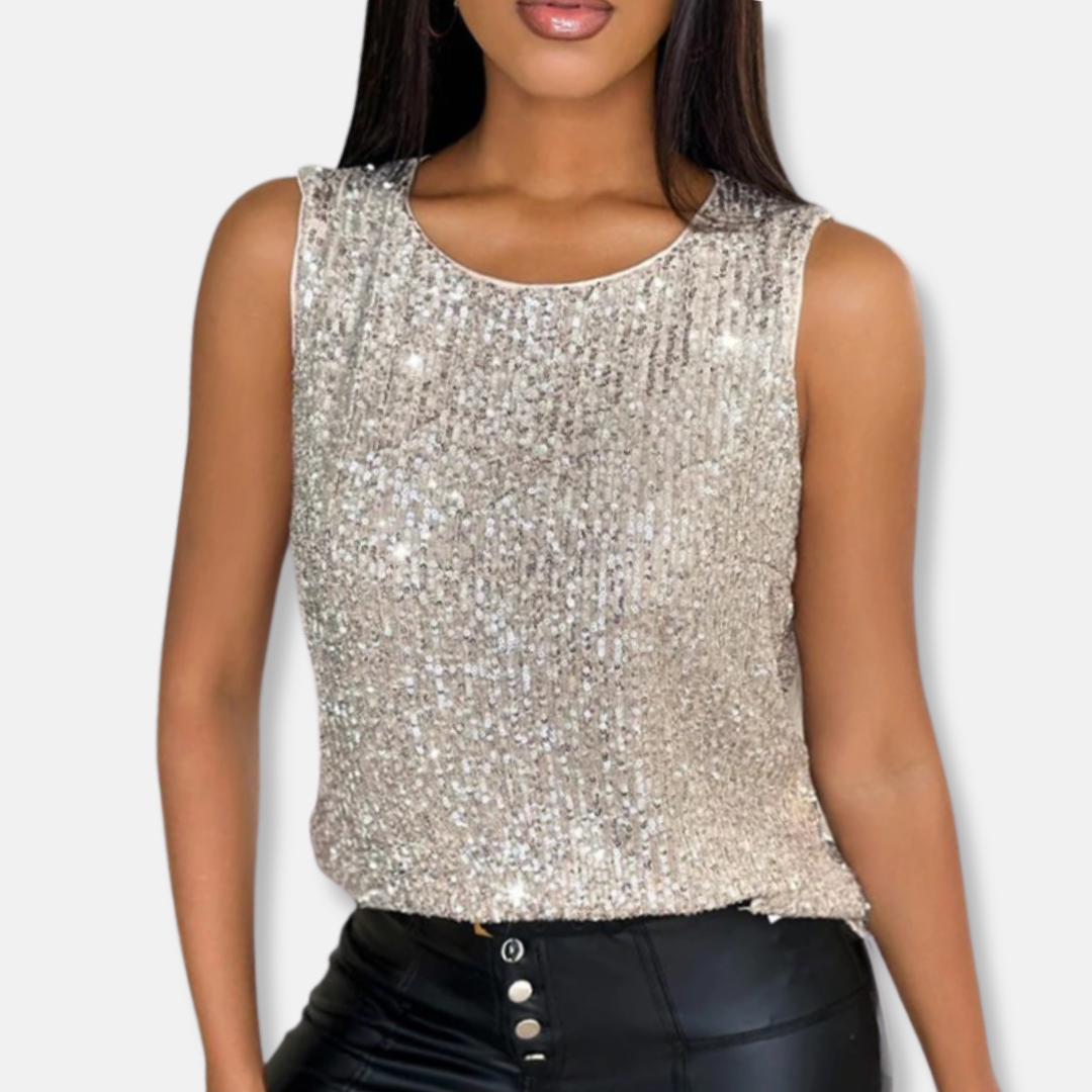 Women's Going Out Top | Sequin Sleeveless