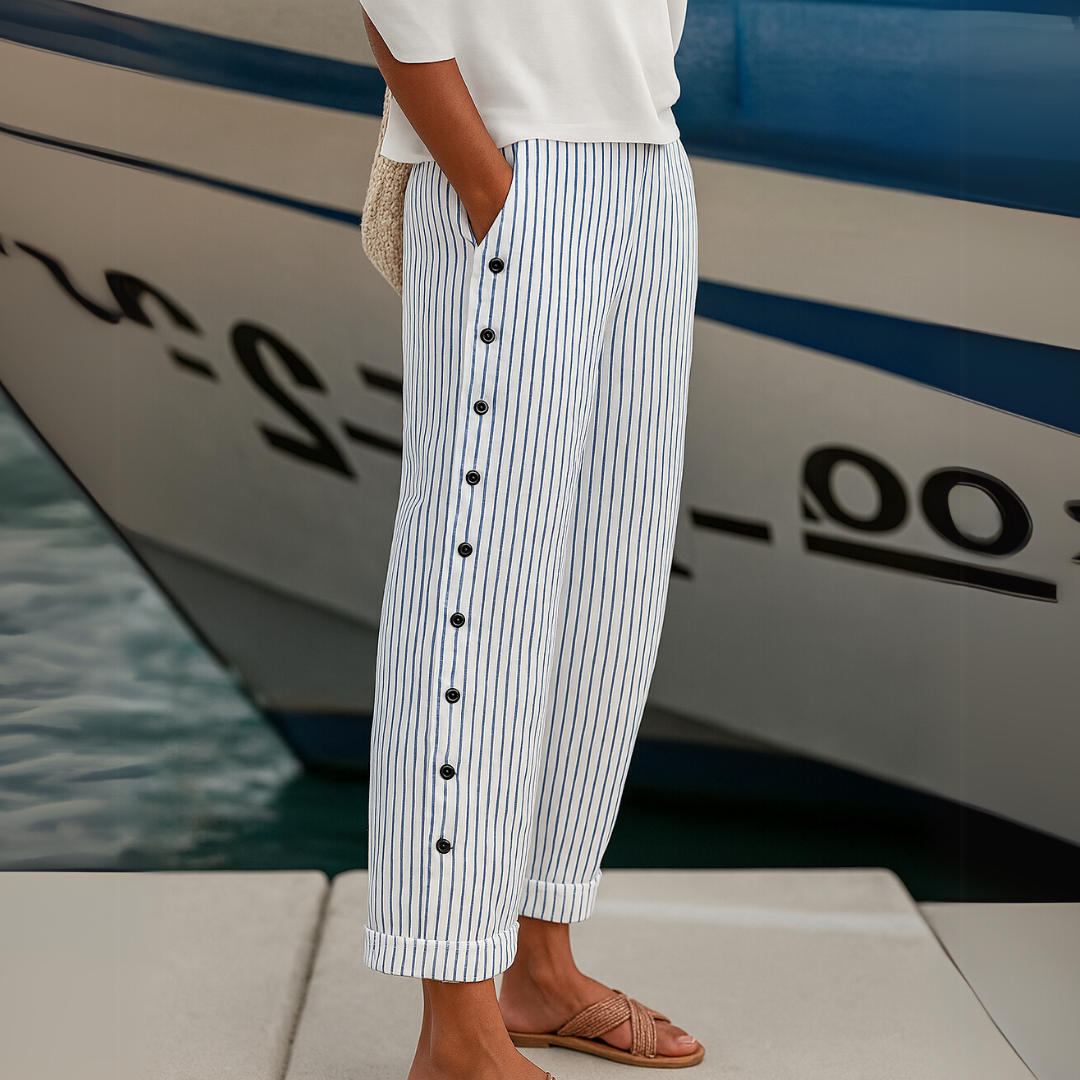 Caitlin | Stylish Striped Button Pant