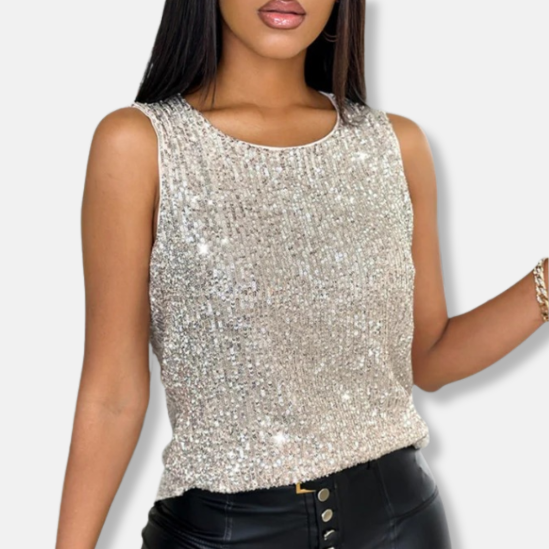 Women's Going Out Top | Sequin Sleeveless