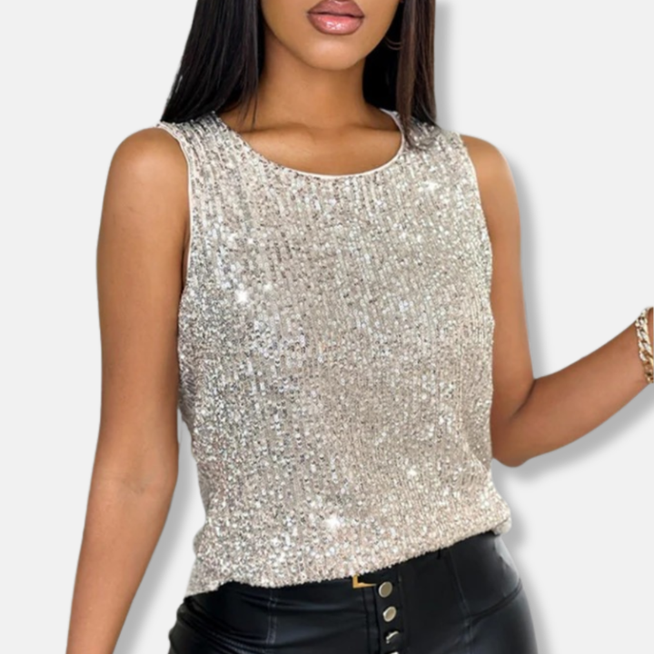 Women's Going Out Top | Sequin Sleeveless