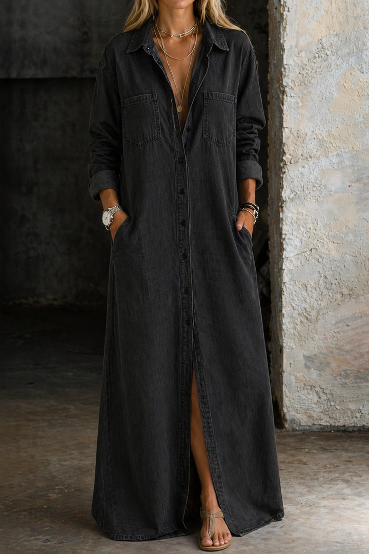 Delana | Denim Dress with Buttons