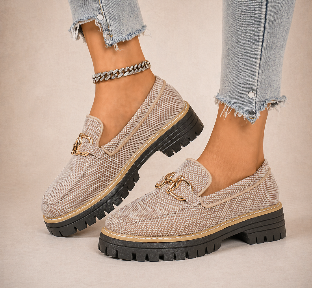 Breathable mesh loafers with thick sole