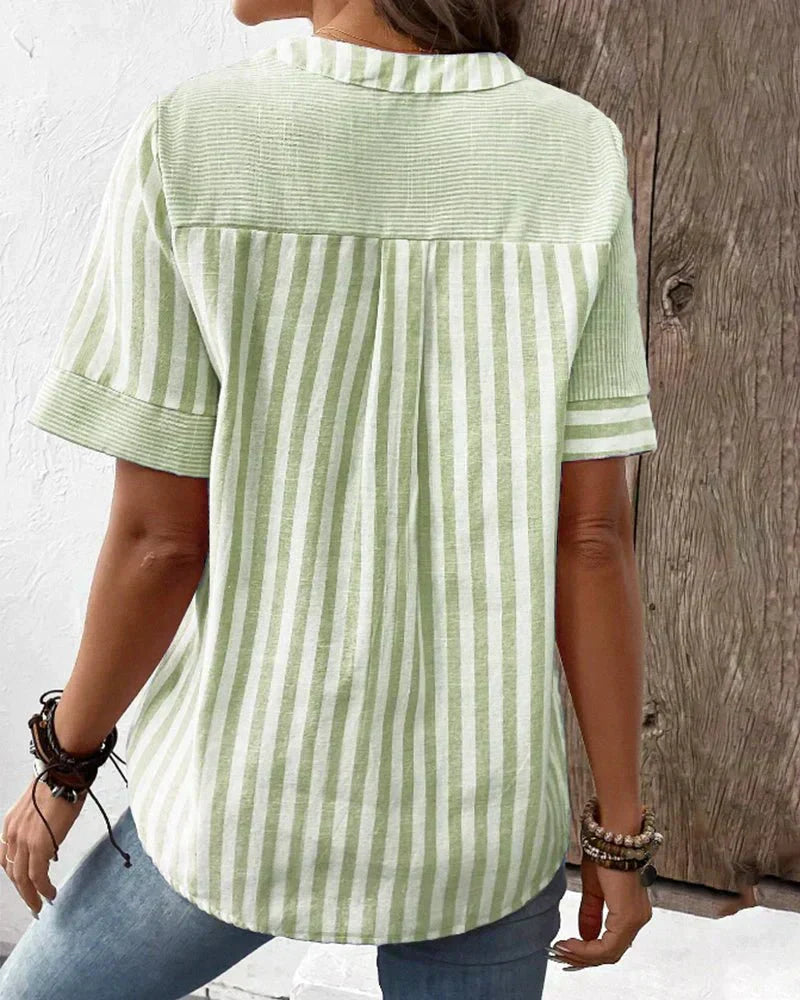 Women's Blouse | Stripe Pane Button Front