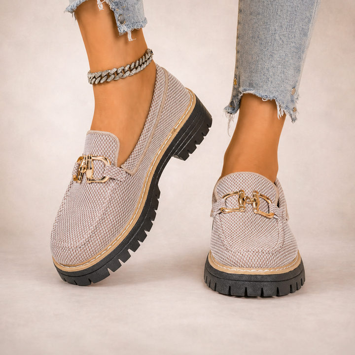 Breathable mesh loafers with thick sole
