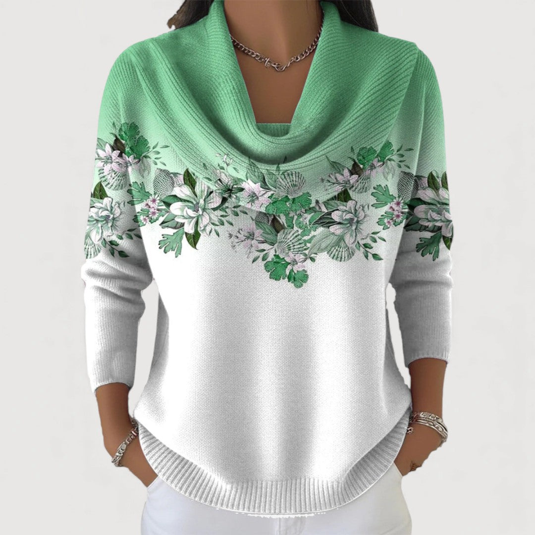 Alba™ | Floral Cotton Sweater with High Neck