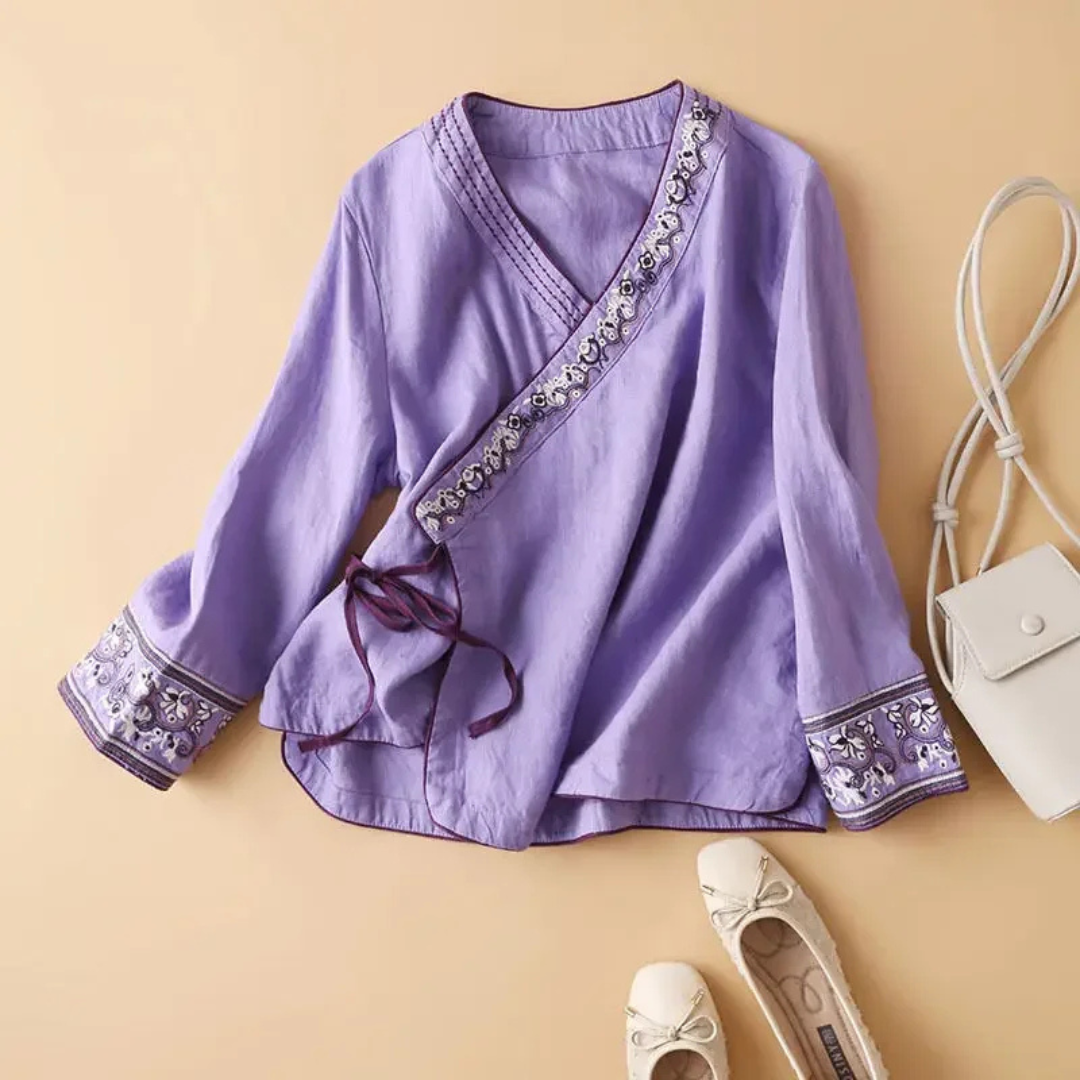 Women’s Blouse | Embroidered Wrap Detail