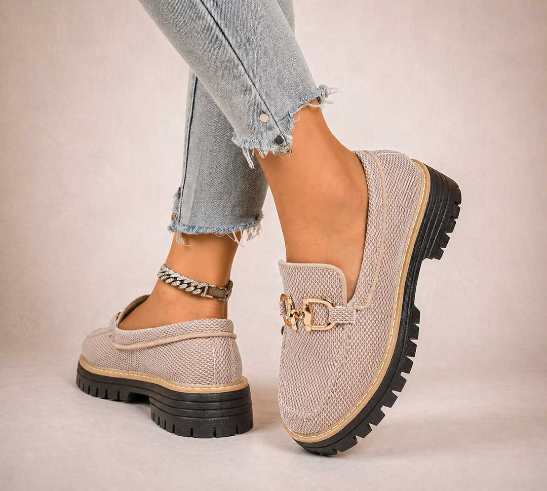 Breathable mesh loafers with thick sole
