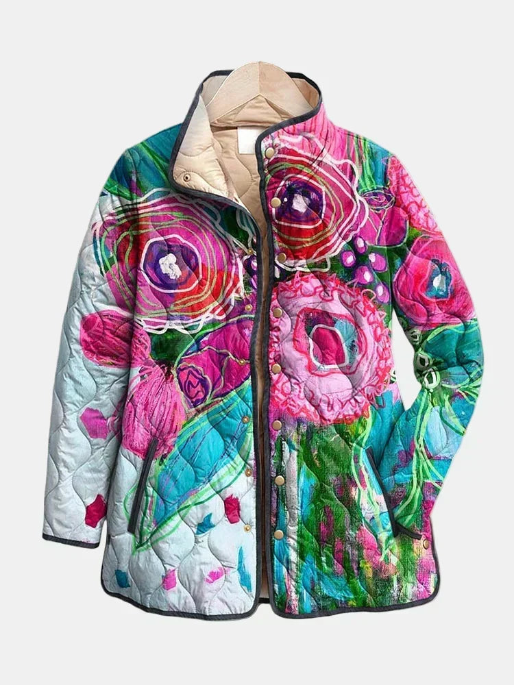 DELACROIX | Floral Watercolor Quilted Jacket Lucie
