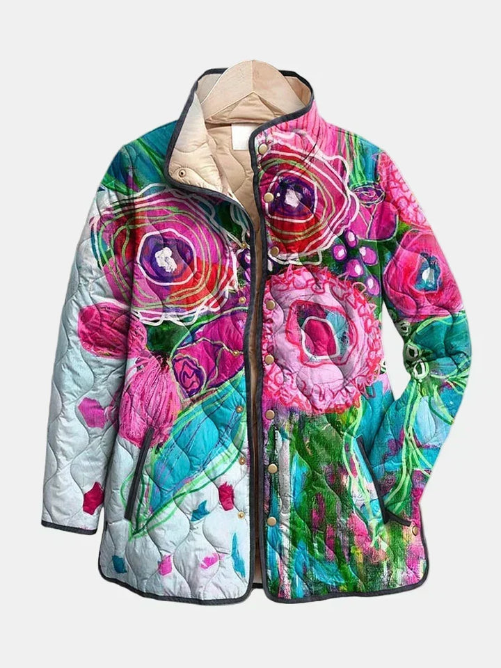 DELACROIX | Floral Watercolor Quilted Jacket Lucie