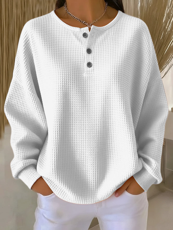 Miranda | Textured Henley Sweatshirt