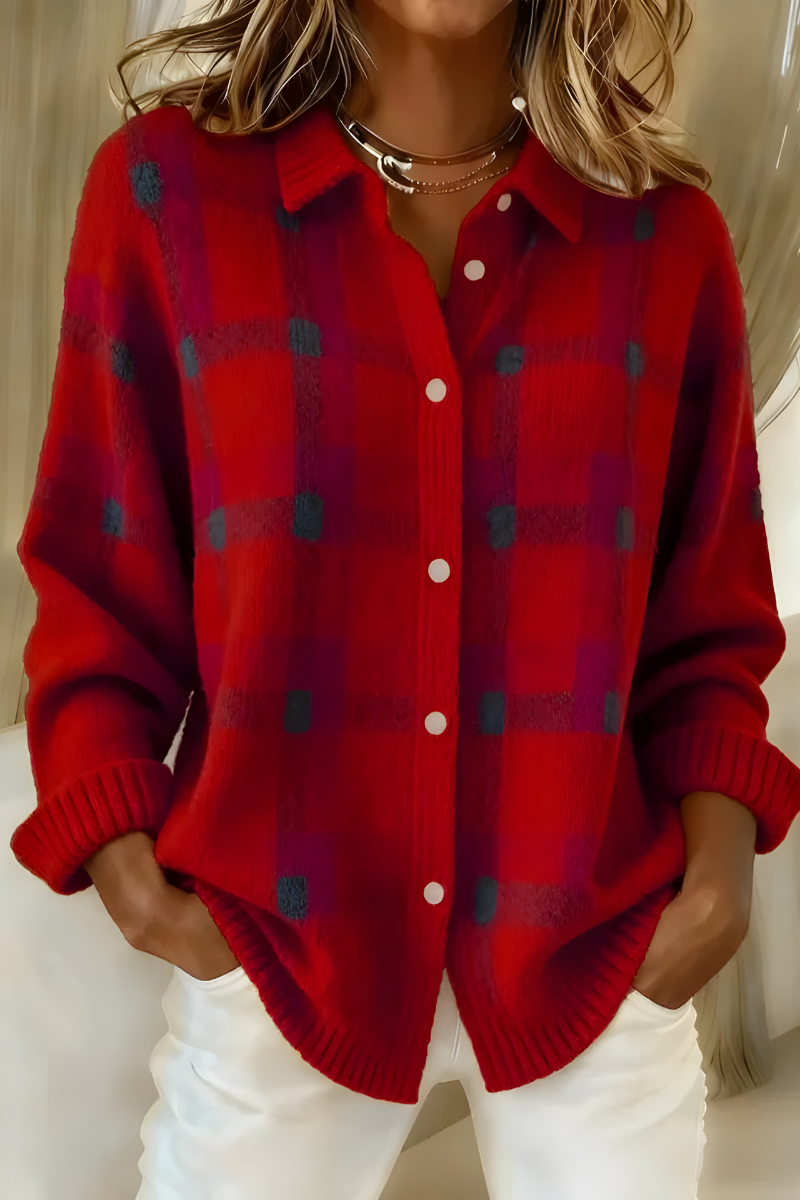 Fiammetta | Plaid Knit Cardigan