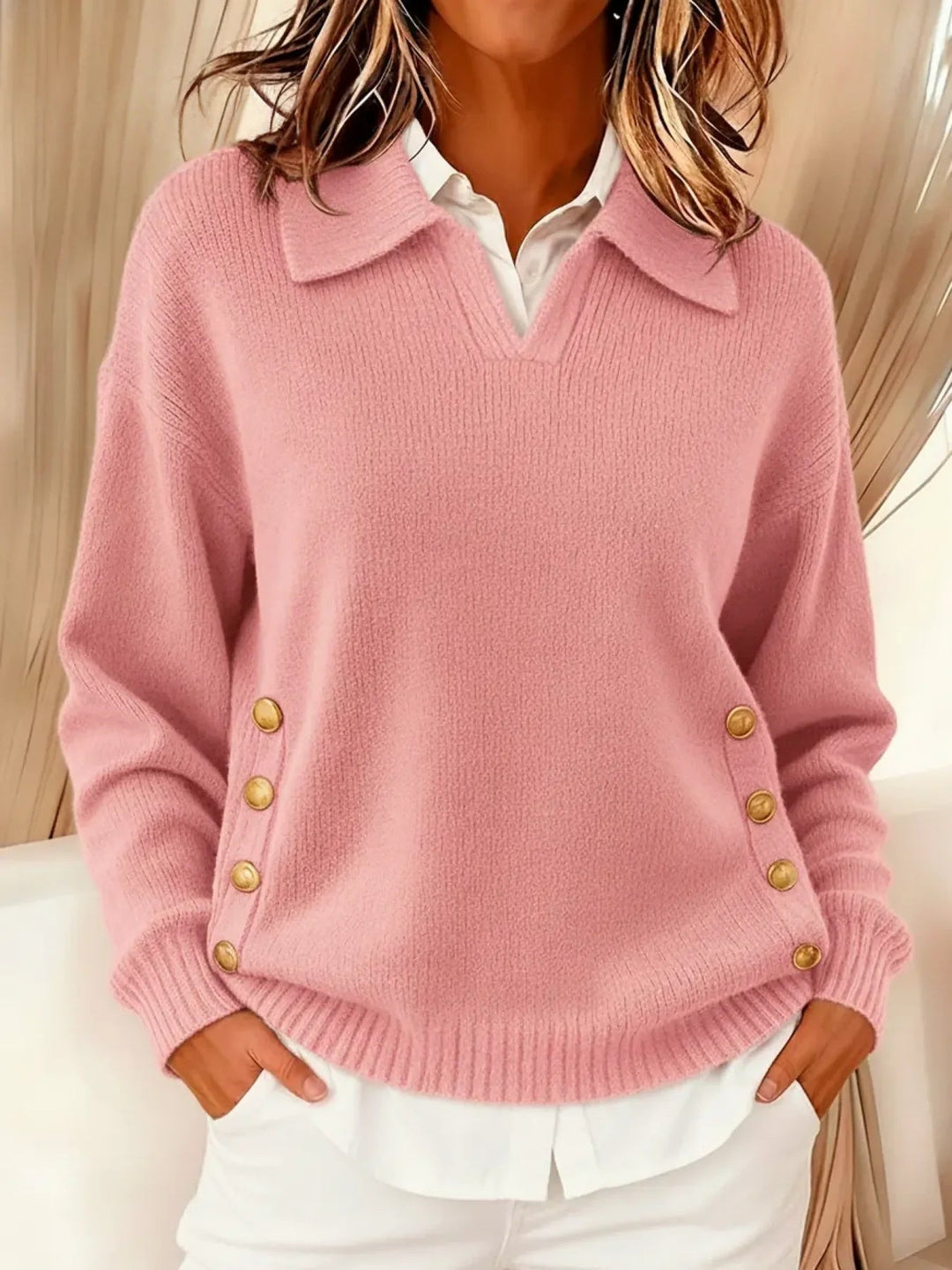 Erminia | Sweater with Polo Collar and Buttons