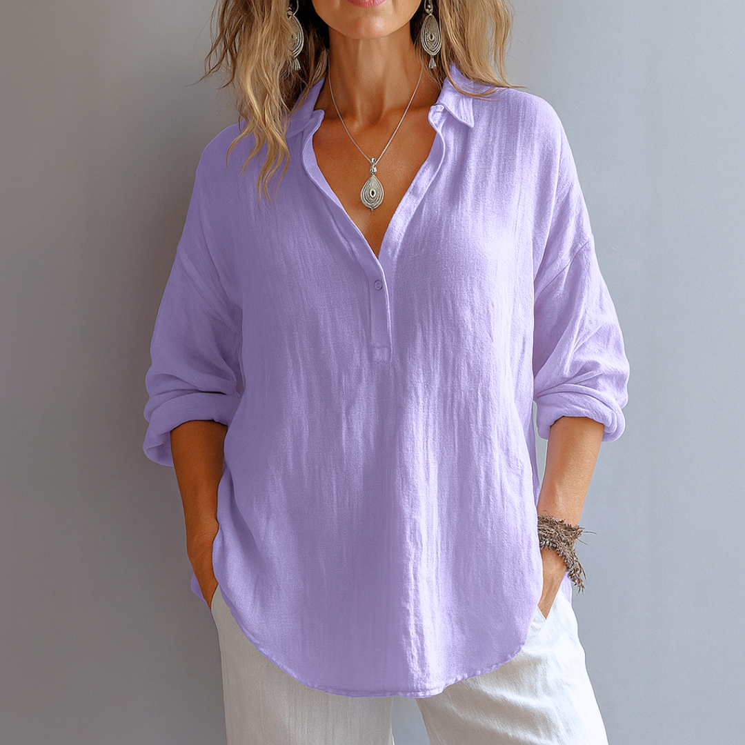 Women's Blouse | Partial Button Collared