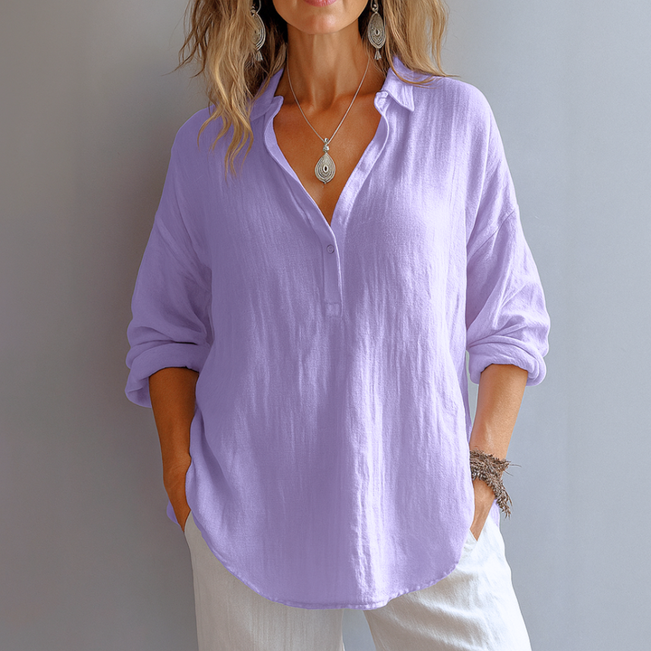 Women's Blouse | Partial Button Collared
