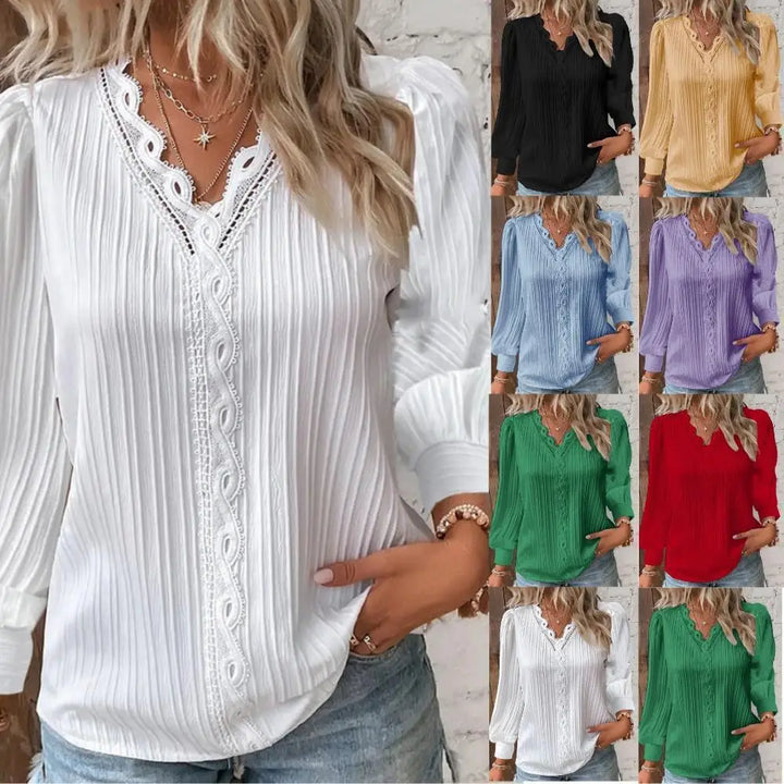 Women's Blouse | Textured V-Neck Detail