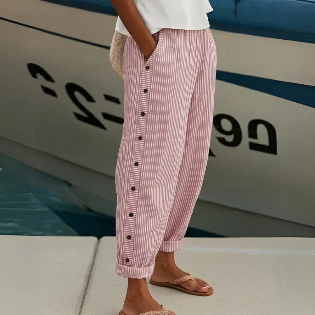 Caitlin | Stylish Striped Button Pant