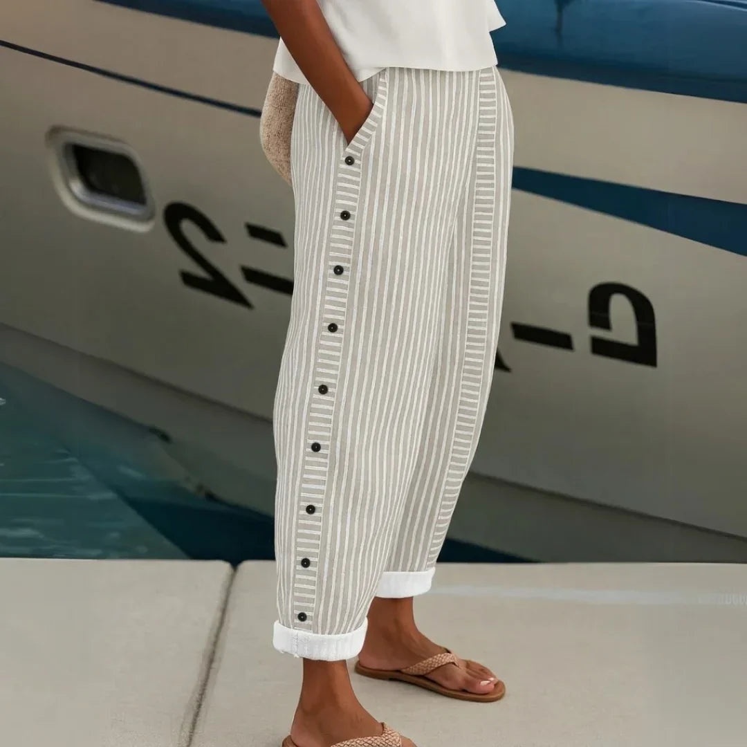 Caitlin | Stylish Striped Button Pant