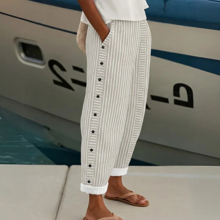 Caitlin | Stylish Striped Button Pant