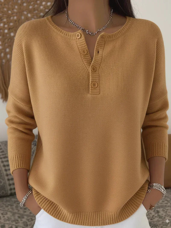 Ernesta | Knit Sweater with Henley Buttons