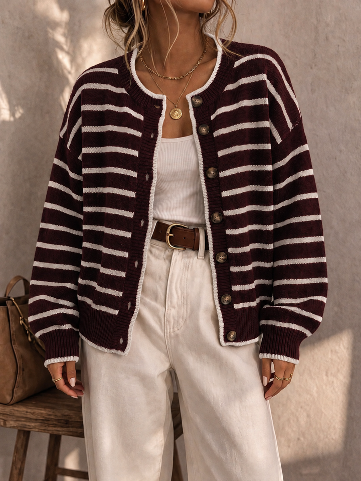 Celia™ | Elegant Striped Knit Cardigan