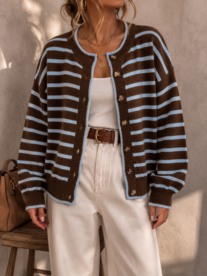 Celia™ | Elegant Striped Knit Cardigan