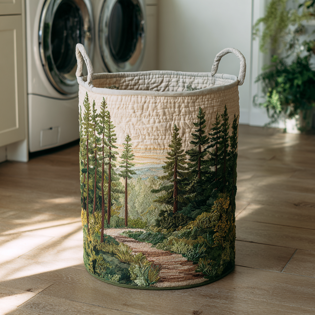 Padded basket with forest path