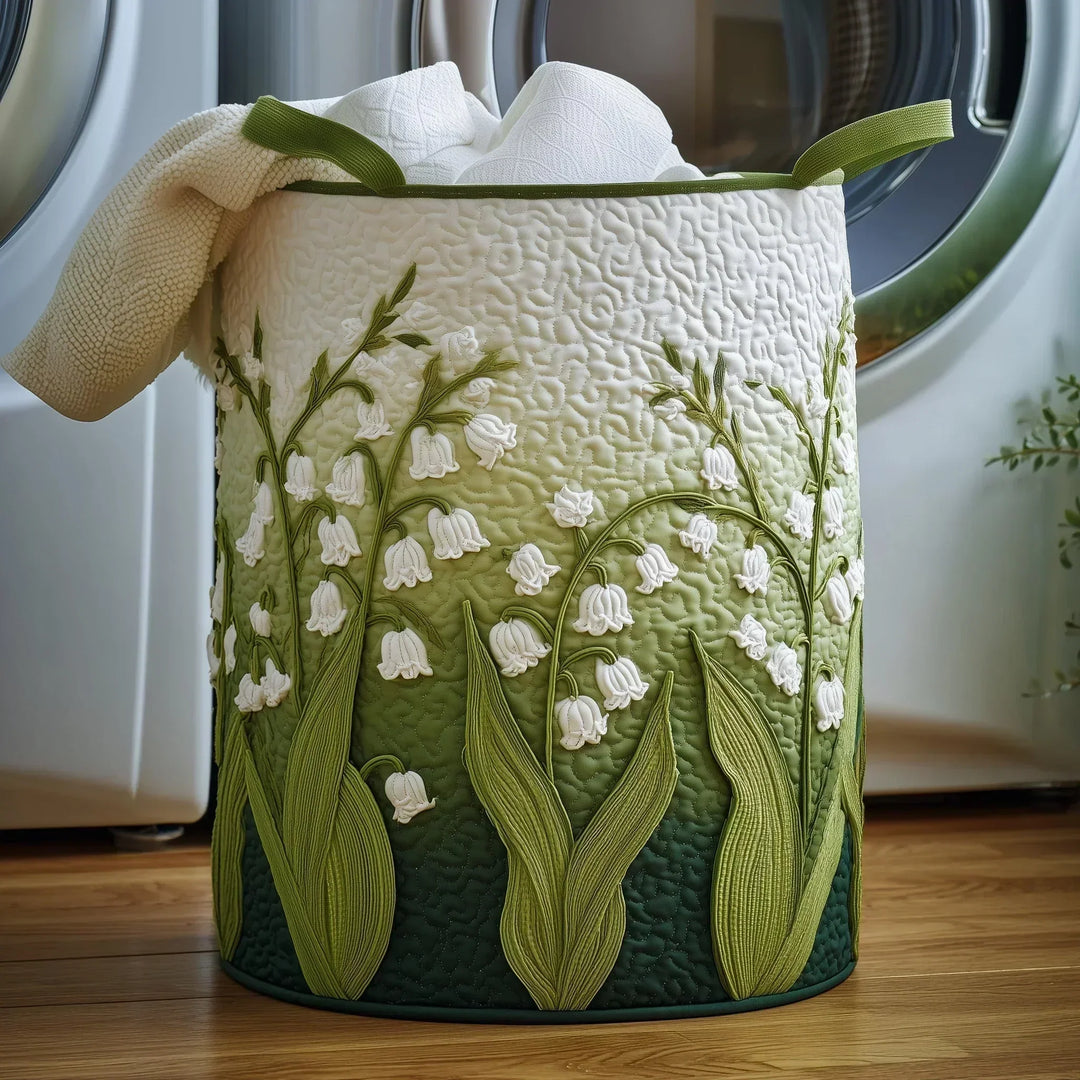 Quilted basket with lily of the valley