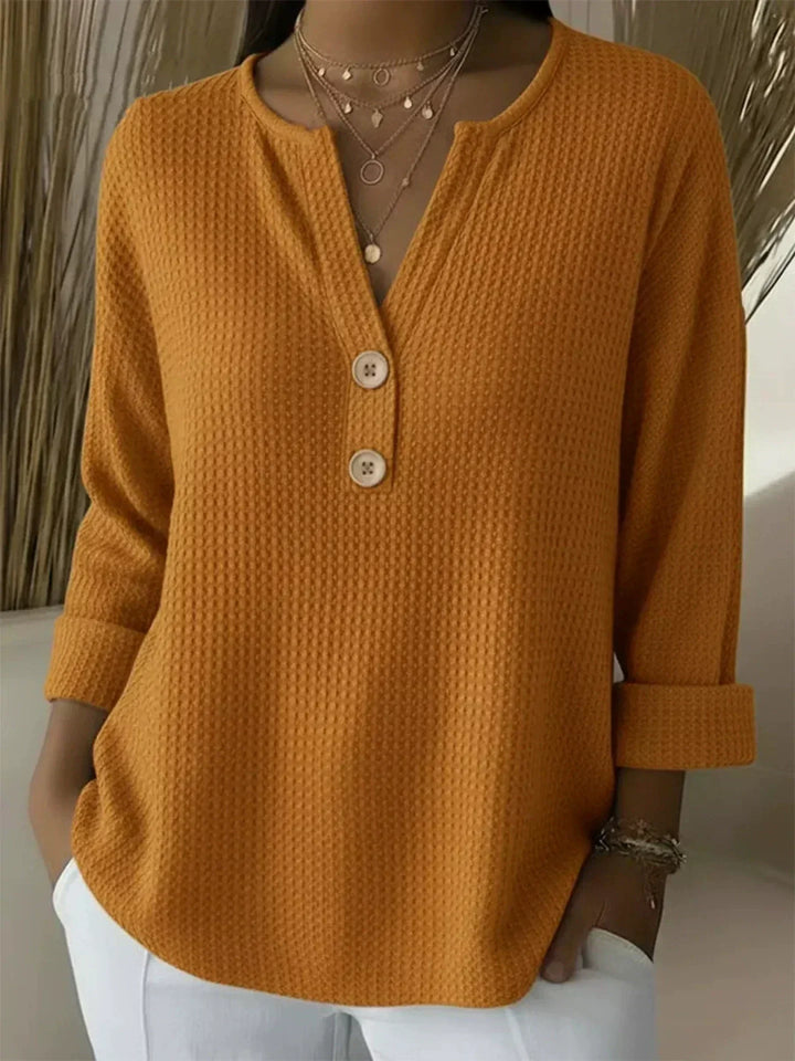 Lucia | Textured Henley T-Shirt with Buttons