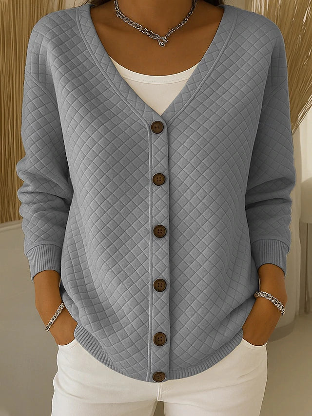 Leonor™ | Quilted Knit Cardigan with Buttons