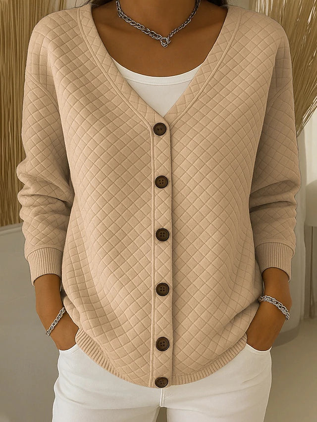 Leonor™ | Quilted Knit Cardigan with Buttons