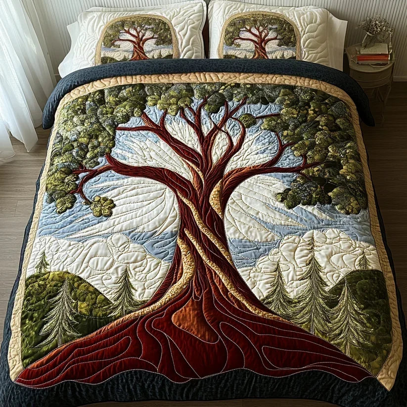 Quilted Bed Set 3 Pieces – Tree of Life