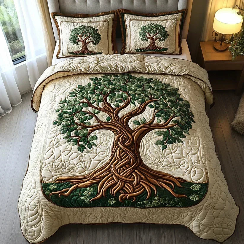 Quilted Bed Set 3 Pieces – Tree of Life