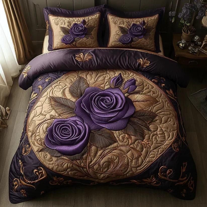 Quilted Bed Set 3 Pieces – Violet Pink