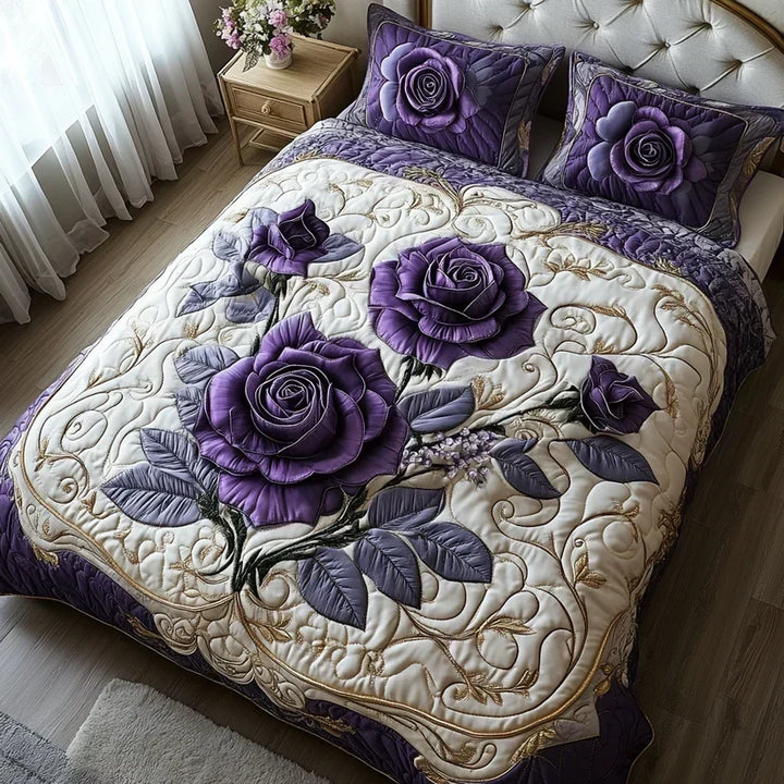 Quilted Bed Set 3 Pieces – Violet Pink