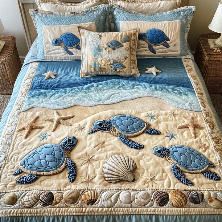 Quilted Bed Set 3 Pieces – Sea Turtles