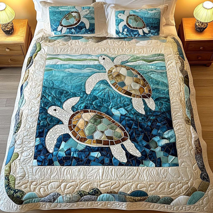 Quilted Bed Set 3 Pieces – Sea Turtles
